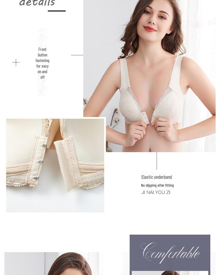 Large Size Front Buckle Lace Seamless Bra - U-Shaped Nursing Comfort Bra Without Steel Ring