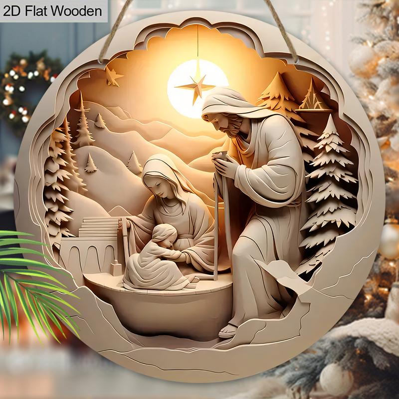 Nativity Wooden Christmas Sign - Jesus Navidad Sign for Church, Yard Decor - Ideal Christmas Gift for Christian Believers