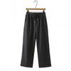 Plus Size Women Thickened Fleece Warm Straight Long Woolen Pants