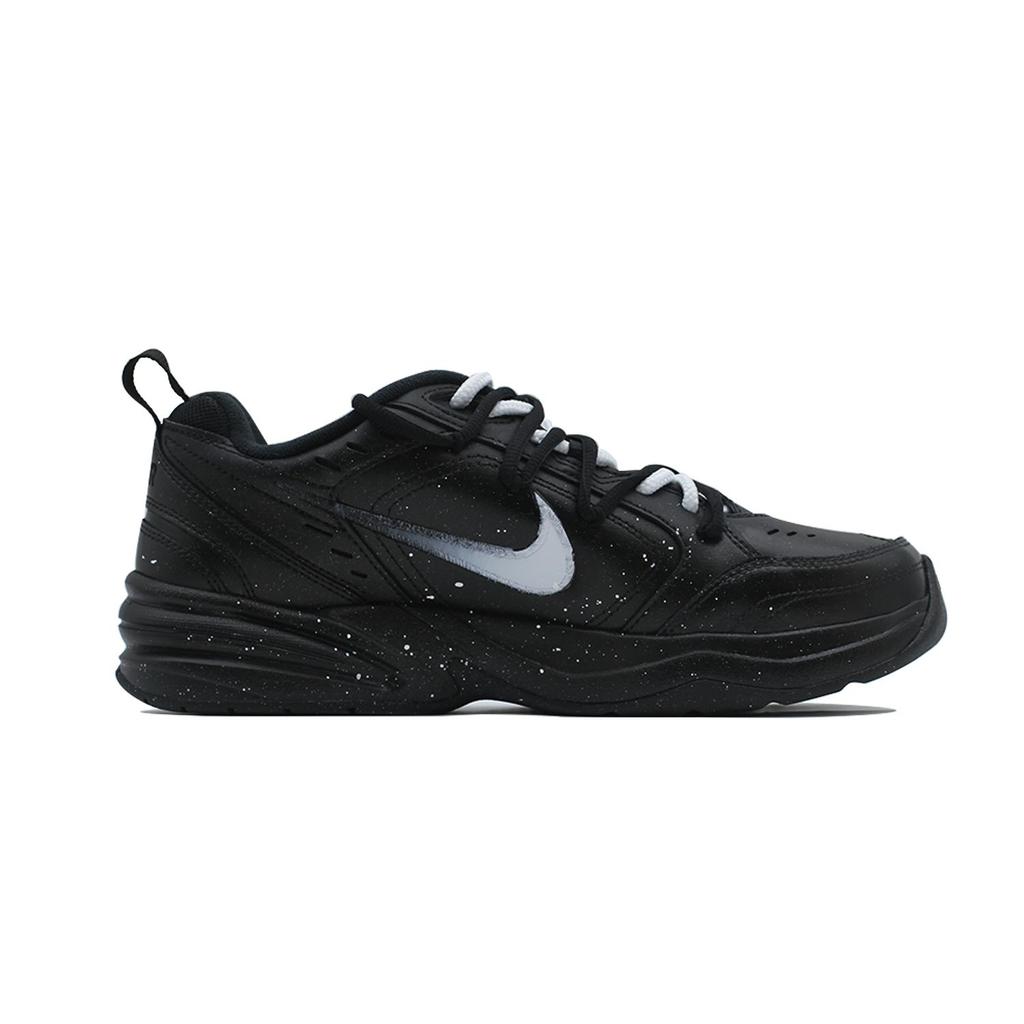 Nike Air Monarch 4 Slip Resistant Abrasion Resistant Low top Chunky Sneakers Unisex Black White 415445-001(Team140-S-BOX)
