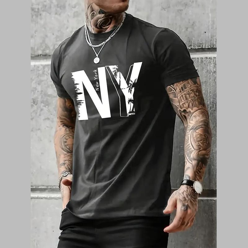 New Summer Men's Fashion T-shirt Personality Ny Printed Men's T-shirt Top