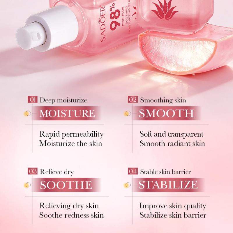 Pink Aloe Vera Serum 60ml Hydrating Moisturizing Rejuvenation Serum Skin Care Products