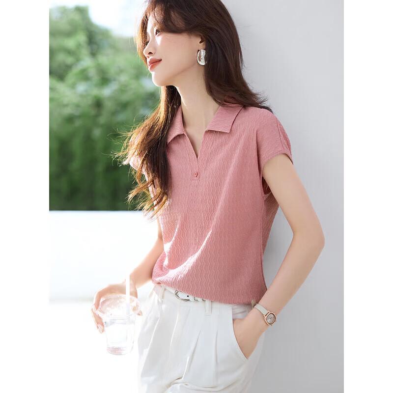 Women s Casual Polo Collar Flutter Sleeve Shirt S