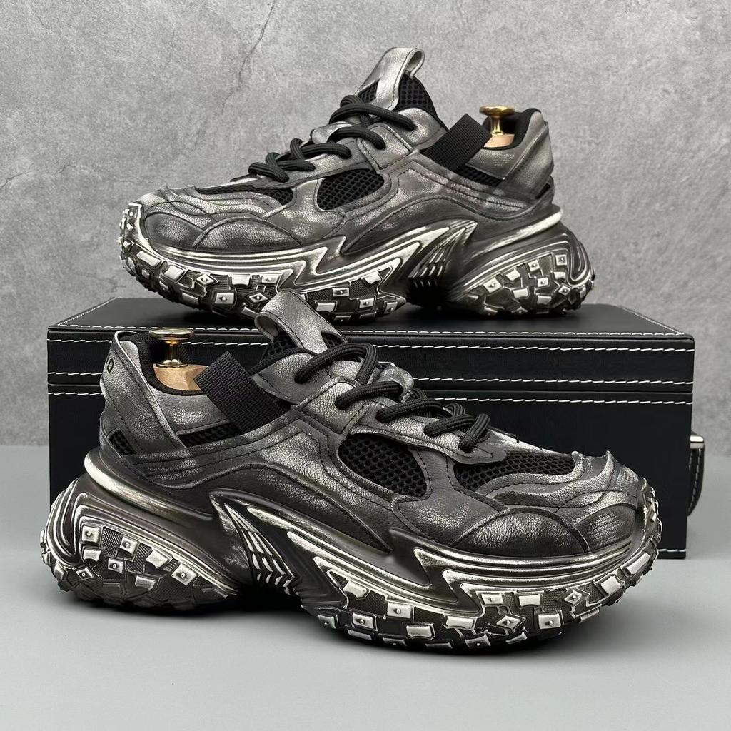 Men's Shoes 2025 New Thick Sole Tire Sole Height Increasing Dad Shoes Casual Fashion Versatile Sports Trend Shoes