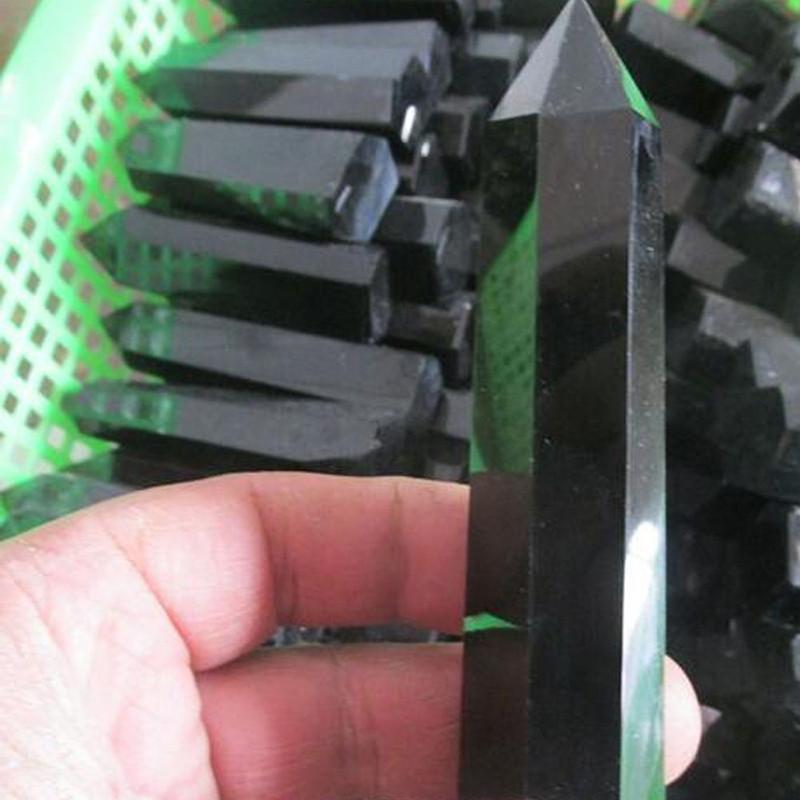 Elegant And Timeless 100% Natural Obsidian Black Quartz Crystal Stone Point Healing Hexagonal Wand