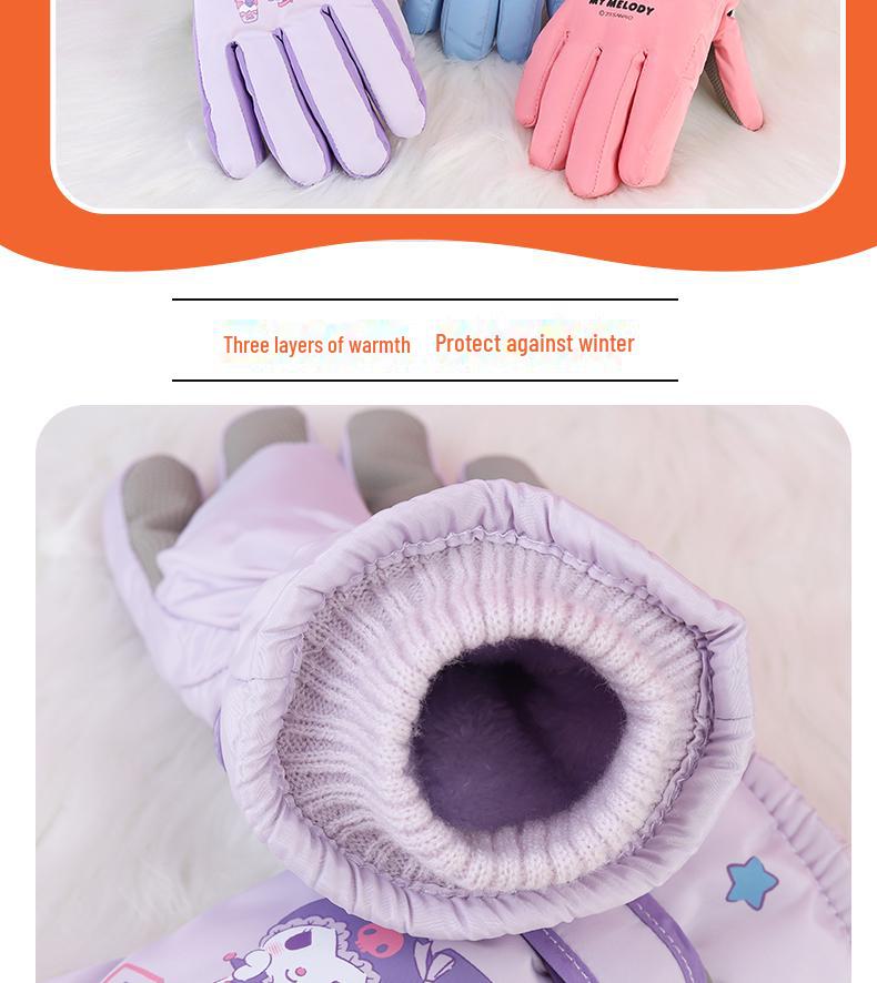 Children's Winter Ski Gloves: Thick, Cold-Proof, Waterproof, Windproof, Non-Slip, Warm Cotton for Ages 3-17.