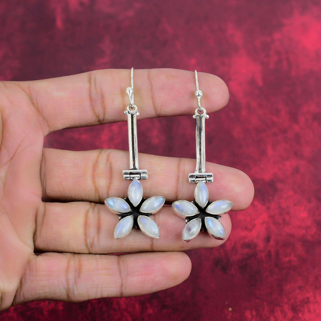 Rainbow Moonstone Earrings  Jewelry, 925 Sterling Silver Jewelry, Gorgeous Handmade Designer Earrings Jewelry Gift For Mom
