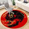 1pc Skull, Red Circle Carpet, Round Non Slip Durable Large Size Office Carpet, Suitable for Office