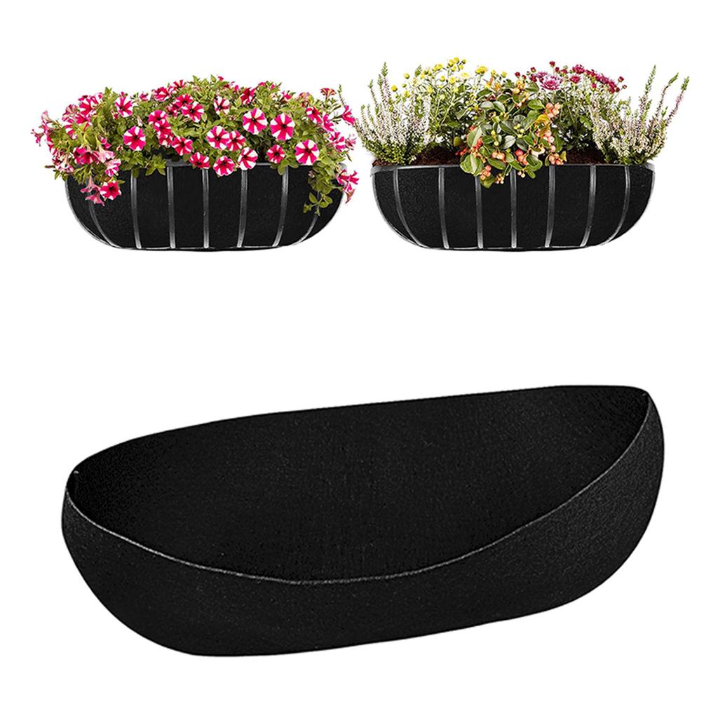 3PCS Planter Basket Liner Felt Fabric Window Box Liner Replacement for Hanging Plant Flower Garden Fence Black
