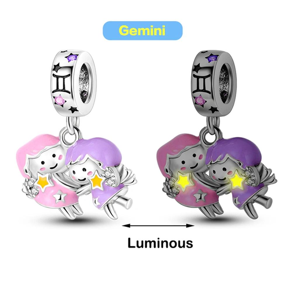 Copperluminous Twelve Constellations Leo Capricorn Charms Beads Fit Original Bracelets For Women Diy Fine Jewelry