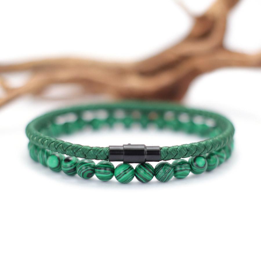 

Noter New Rope Bracelet Men 2Pcs/Set 6mm Malachite Red Howlite Stone Wrap Braclet Perfect Gift Him Lucky Red Cord Chain Braslet зелёный