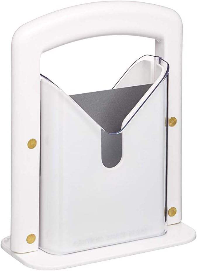 

Professional Grade Stainless Steel Bagel Guillotine Slicer Bread Cutter with Safe Grip Shield for Home Baking Kitchen Tool белый