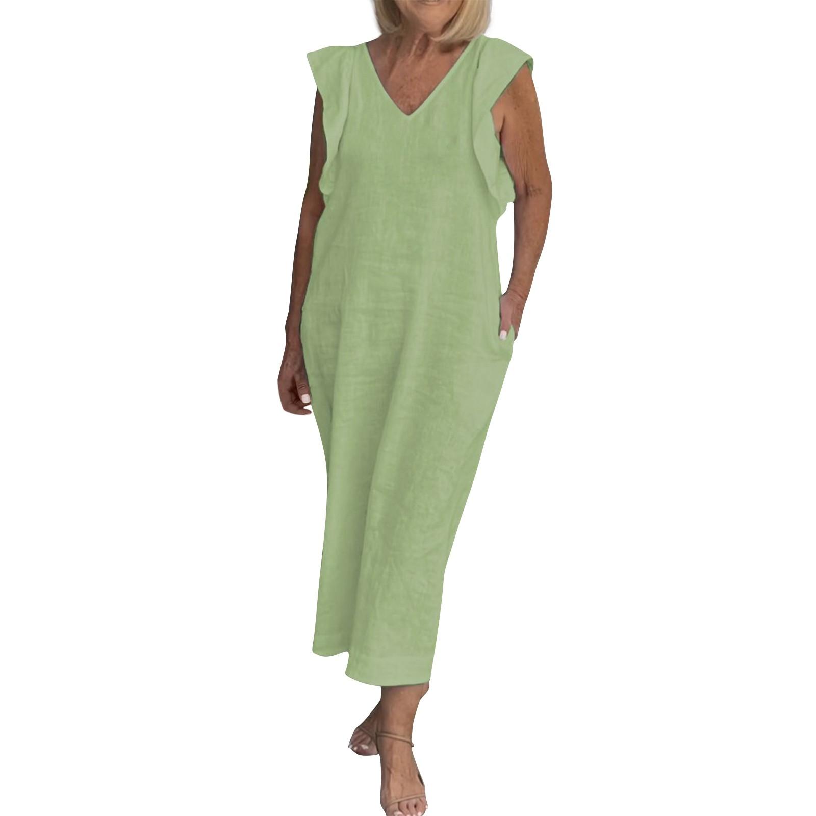 

Женское летнее хлопковое льняное платье с лямками на спине и рукавами-крылышками XXXL светло-зеленый