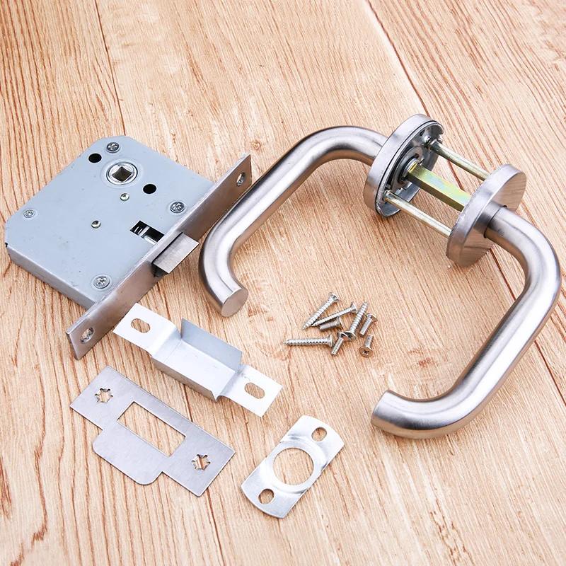 Stainless Steel Round Tube Handle door Lock Fire Exit Fire Lockset Store Entrance Lock Home Balcony Lock Hardware