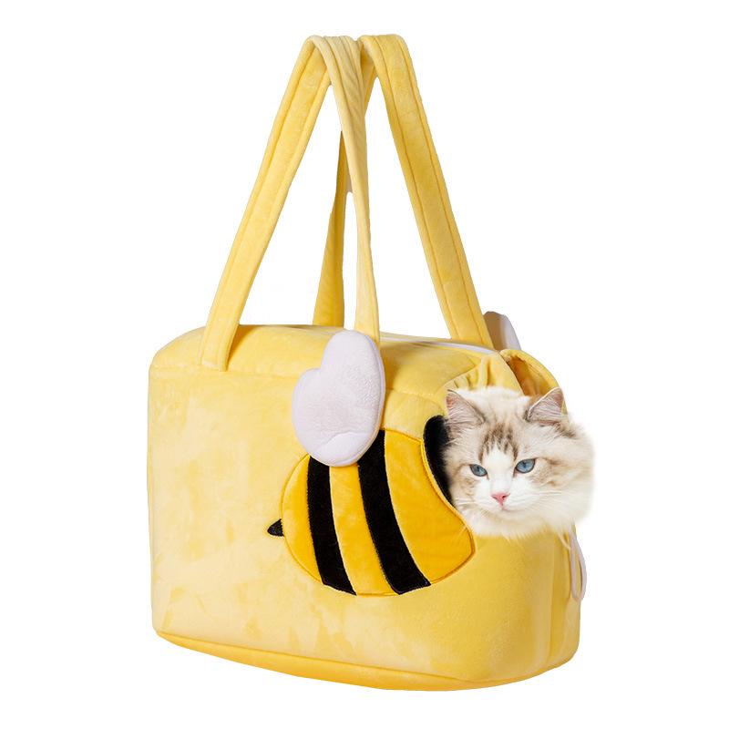 Autumn and Winter Pet Out Bag Cute Cute Bee Shape Shoulder Backpack Cat Bag Puppy Dog Handbag Supplies