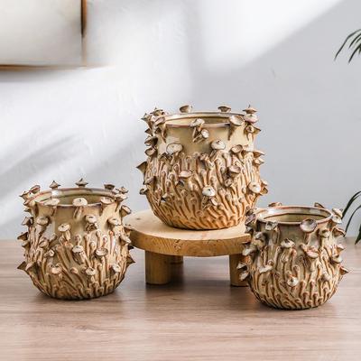 Keramikvase Pilz Blumentopf Simulierte Pilz Baumstümpfe Garten und Hof Pflanzzubehör Handgefertigter Topf