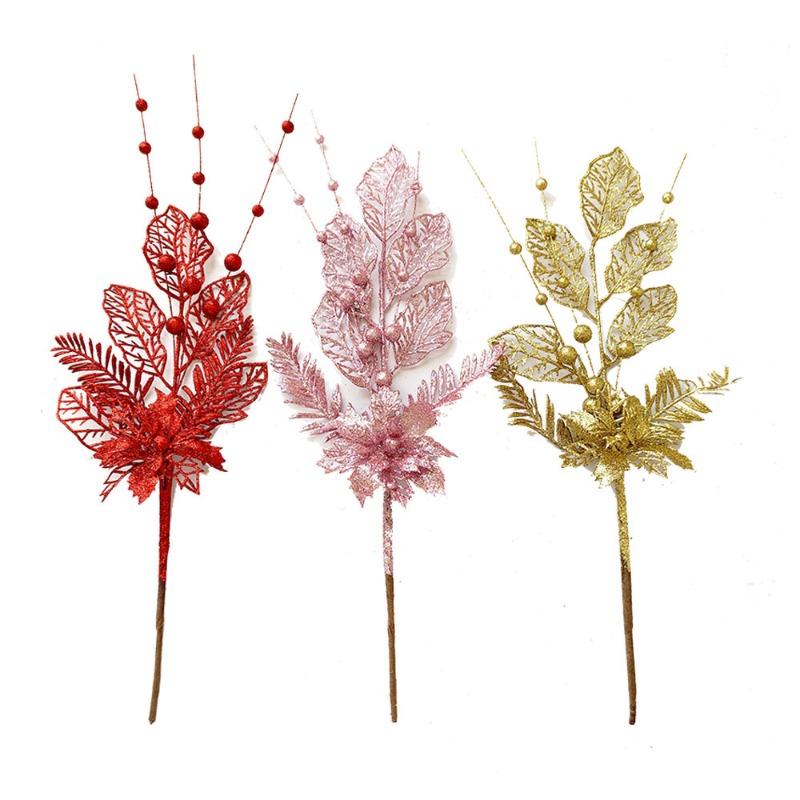 Golden Dust Lily Decorative Cuttings Christmas Tree Ambience Supplies Christmas Cuttings Gold Silver Simulation Branches