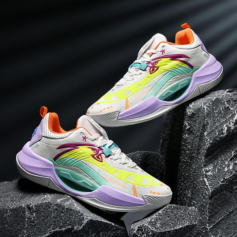 New Basketball Shoes MD Rubber Sole Friction Luminous Light Men's and Women's Real Young Students Battle Game Training Shoes
