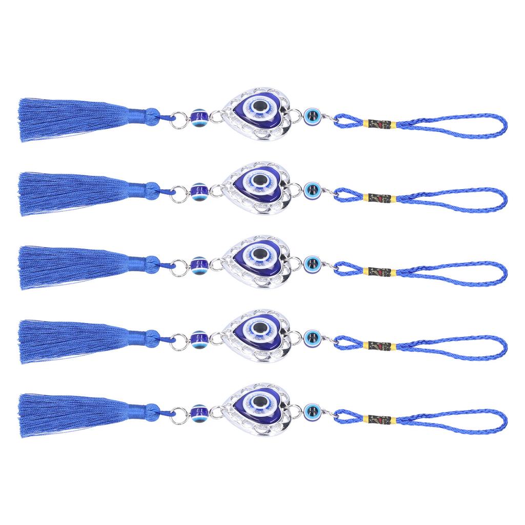 5Pcs Evil Eye Pendant Coloured Glaze Blue Tassel Exquisite Design Good Luck Evil Eye Decor for Room