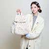 Winter Lamb Plush Backpack Women'S Large Capacity Leopard Print Backpack College Student Autumn And Winter Brown Bag