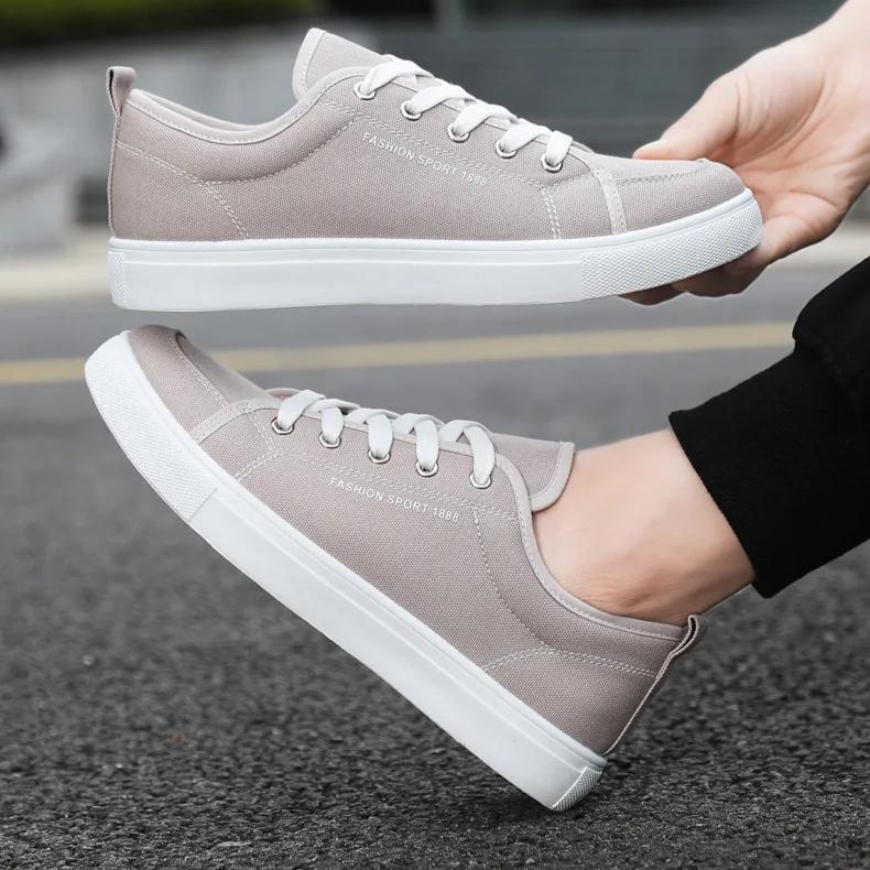 2025 New Blue Men's Casual Canvas Shoes Lace-Up Flat Luxury Design Anti-Slip Sneakers Couple Board Shoes Plus Size 47/48