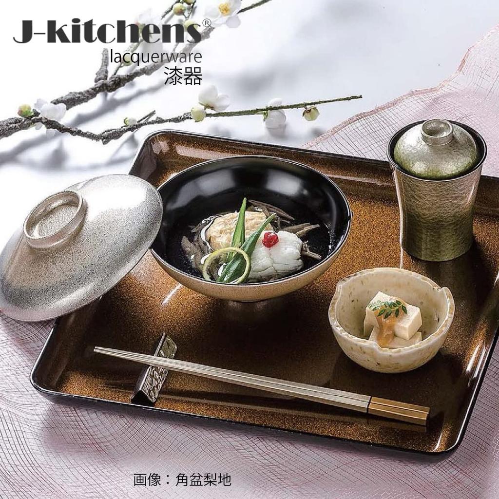 Square Tray Japanese Straight Slightly Lacquerware Made In Japan J-kitchens (Obon) Grain, Non-Slip, 35cm, 6-82-25cm, (ABS Resin),