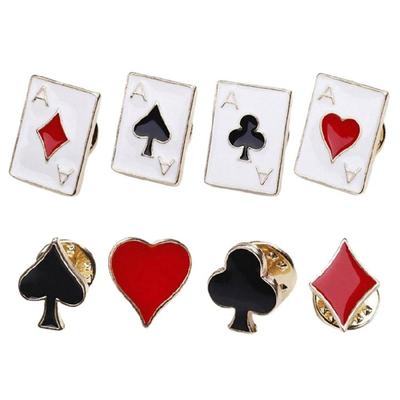 4Pieces Artistic Brooch Collection Poker Card Theme Stylish Suit Accessory Casual Brooches for Fashion Enthusiasts