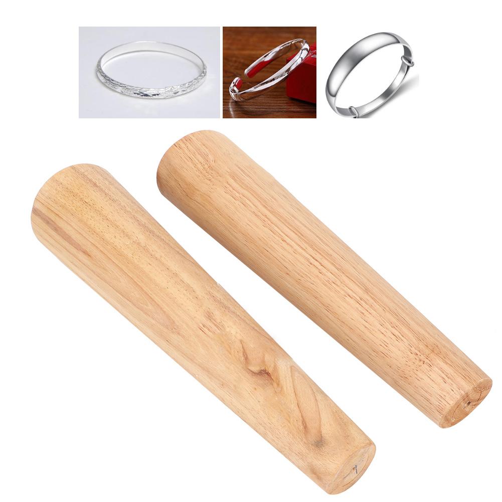 2pcs Round Oval Shape Wooden Bracelet Making Stick Bangle Mandrel Wire Wrapping Tool Jewelry Making Tool