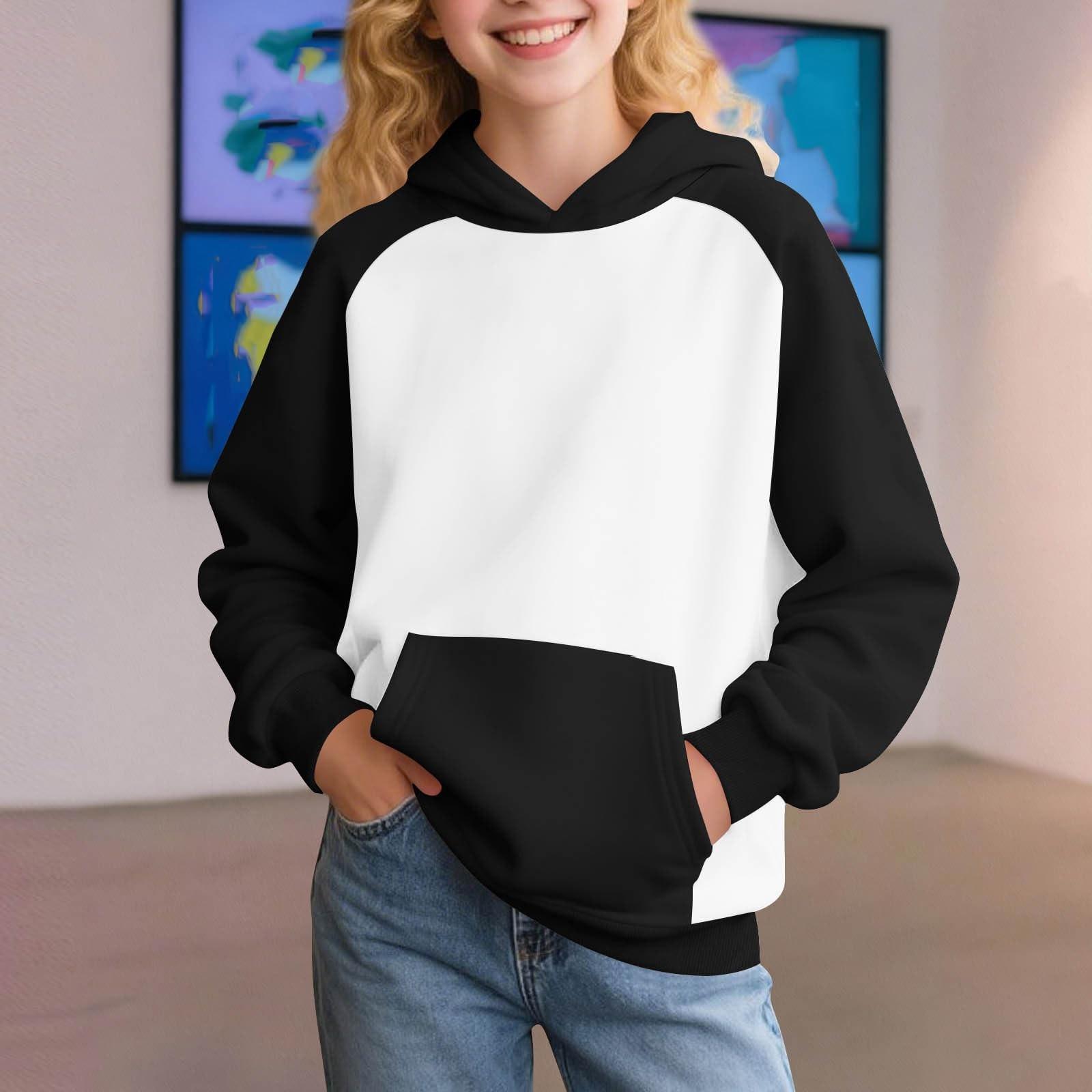 

Winter Boy And Girls Solid Color Long Sleeved Hooded Sweatshirt Tops 100 чорний