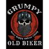 European Size Men'S Oversized 3D Graphic T-Shirt - Biker-Inspired "Grumpy Old Biker" Slogan & Skull Print, Black with Red Lettering
