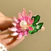 Fashion Pink Lotus Flower Pearl Brooches For Women Clothing Coat Jewelry Accessries Gifts