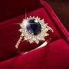 Elegant Blue Diamond Ring - Exquisite Inlay, Simple Design, High-End Luxury