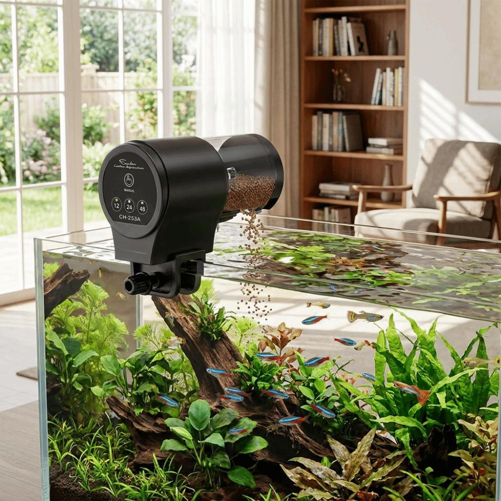 Fish Accessories Intelligent Automatic Fish Feeder 12/24/48H Waterproof Fish Tank Feeder Hand-free with Timer Food Dispenser Koi