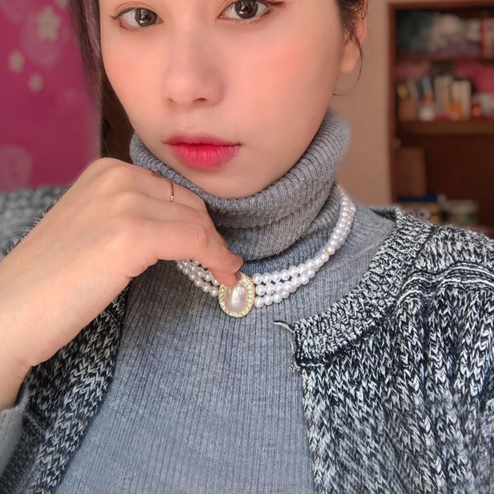 Clavicle Chain Retro Pearl Necklace Jewelry Accessories Pearl Choker Pearl Pendant Birthday Gift