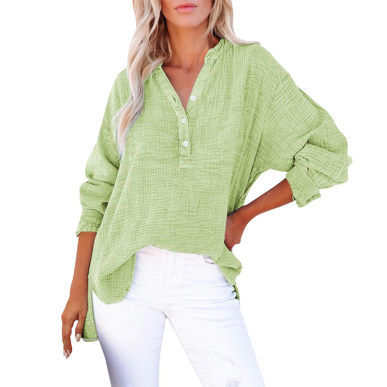 

Тонкие однотонные плиссированные новые свободные женские топы в повседневном стиле XXL зелёный