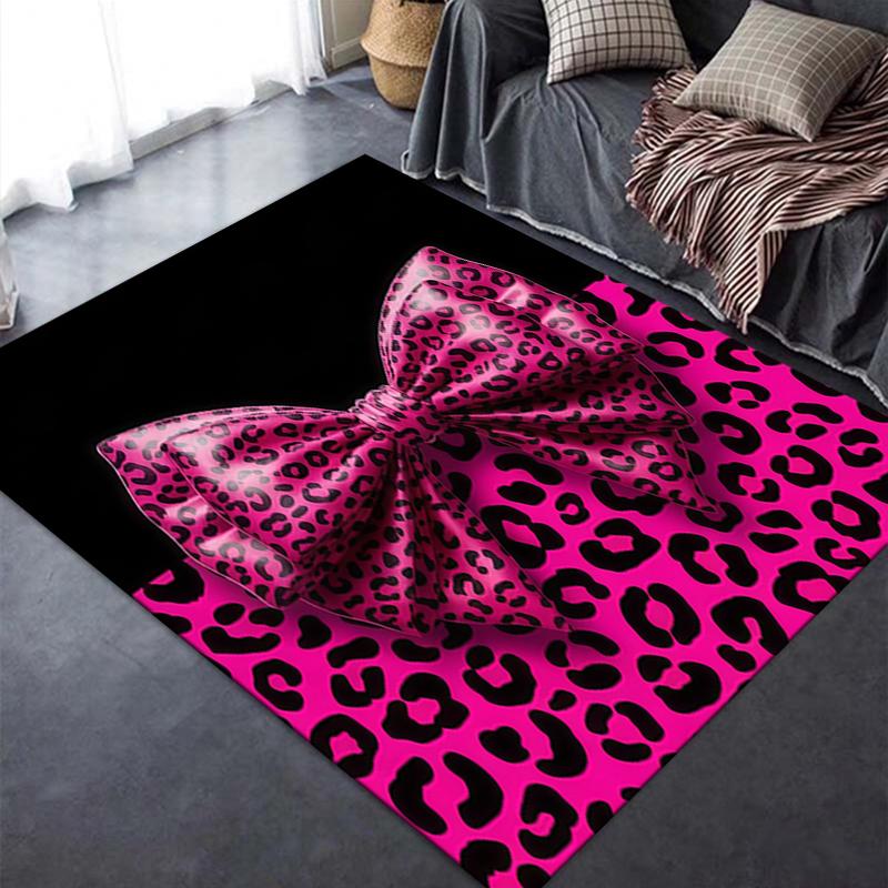 Nouveau Tapis Rose et Noir avec Nœud 2025 pour Salon Chambre Maison Décoration Canapé, Tapis de Sol Antidérapant pour Jouer les Enfants28