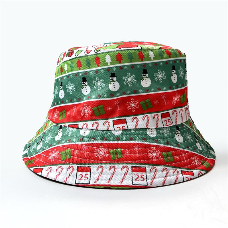 Xmas Santa Claus Printed Street Style Festive Outdoor Sun Fishermen Men Women Merry Christmas Reversible Bucket Hat