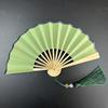 Ventaglio pieghevole mini in carta Xuan verde scuro dorata da 4-6 pollici per calligrafia e pittura