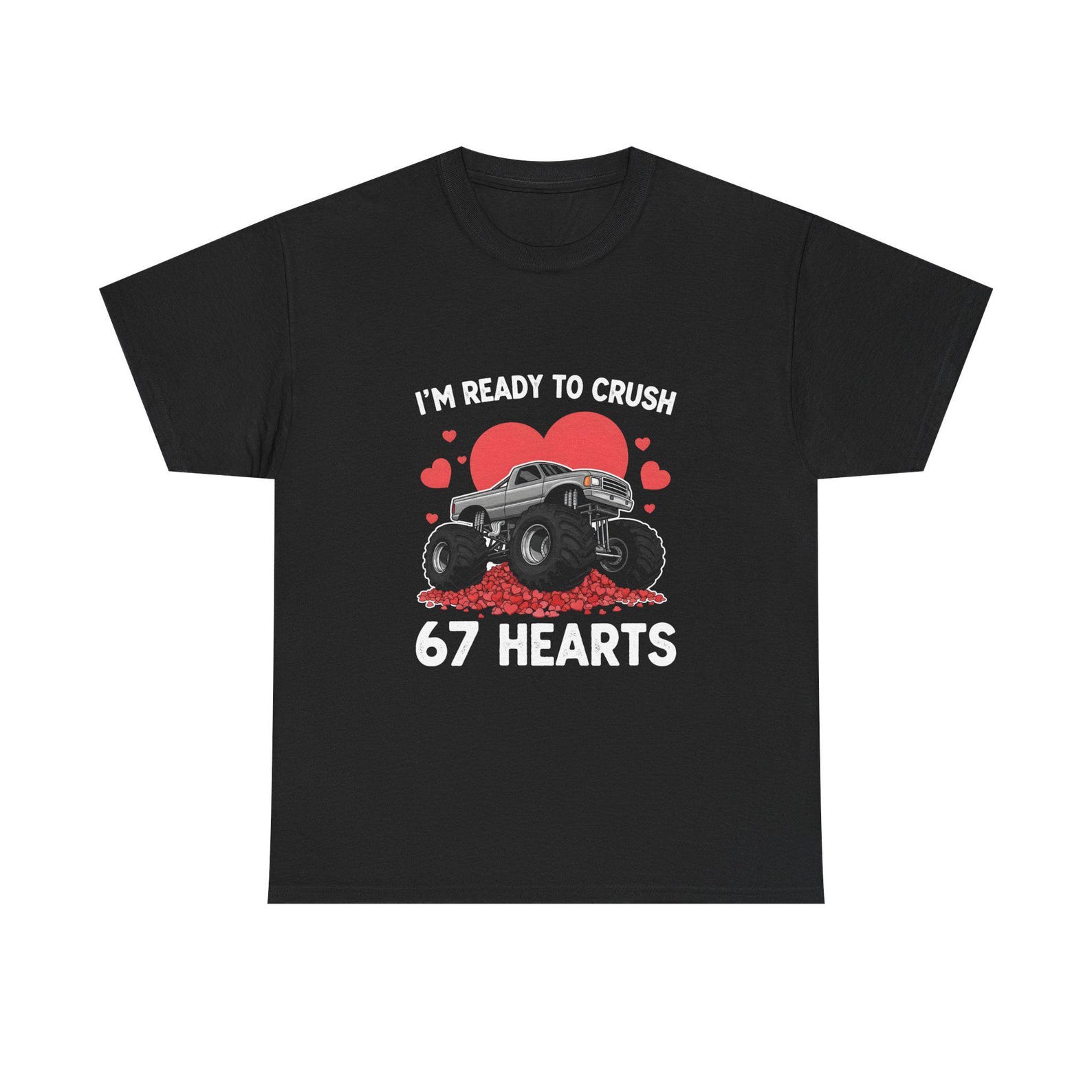 Monster Truck Crushing Hearts Tee, Valentine s Day Shirt M
