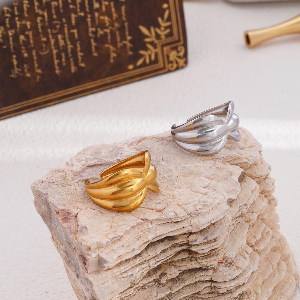 Polished Titanium Bowknot Stainless Steel Open Ring