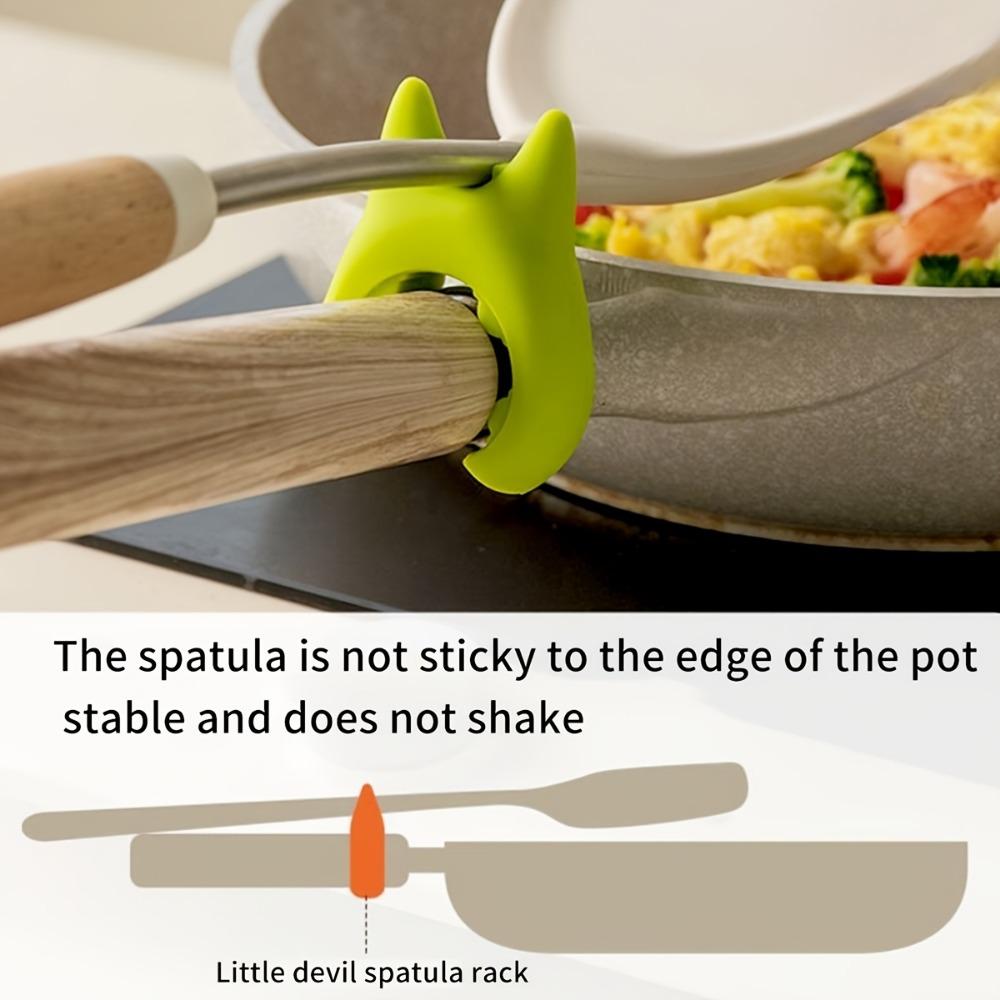 3-Piece Silicone Kitchen Utensil Set - Spill-Proof Soup Spoon & Pot Lid Holder, Multi-Functional Spatula Rack For Home And Restaurant Use