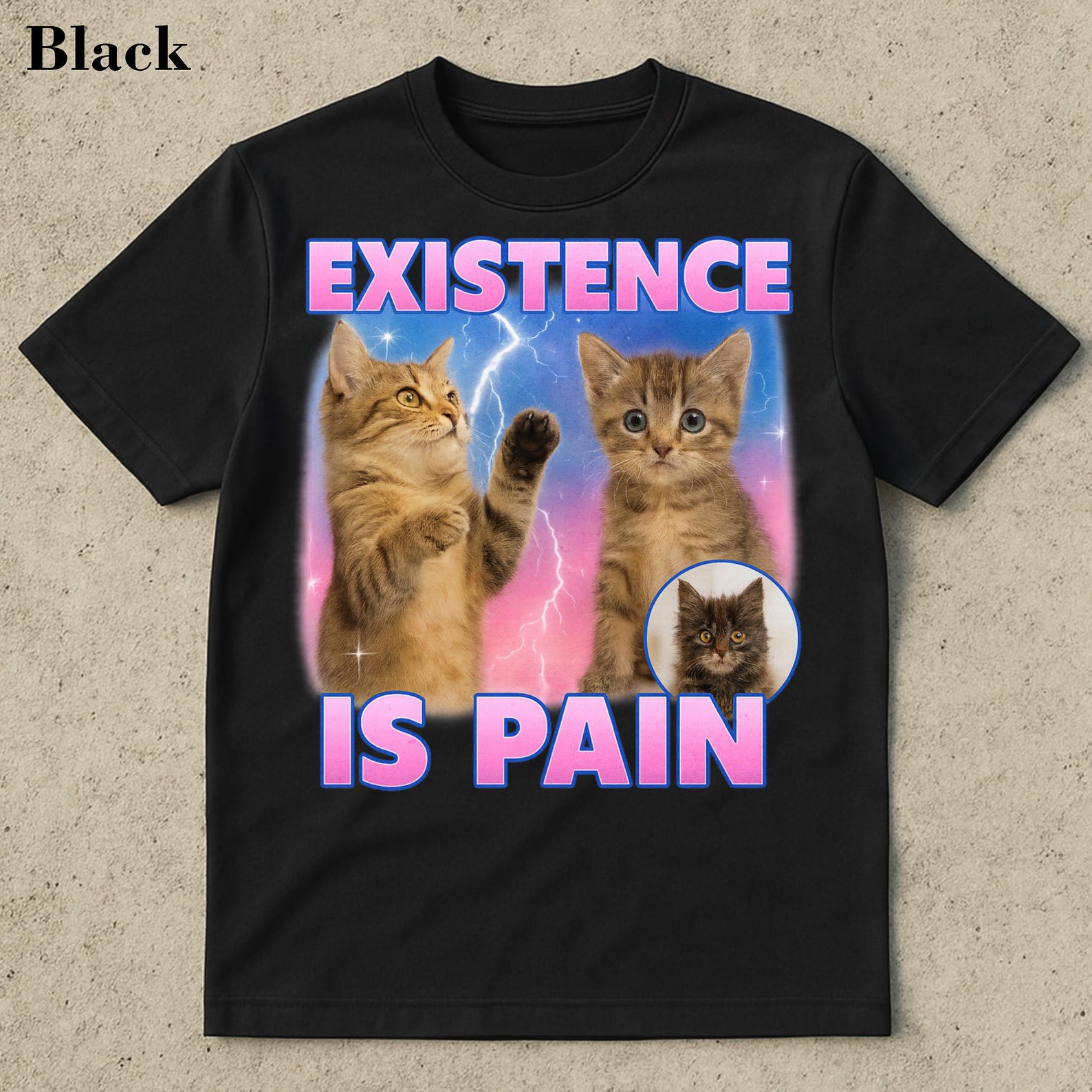 Existence Is Pain Shirt, Brain Rot, Ironic Funny Meme T-Shirt, Stupid Funny Shirts, Gift For Cat Lover, Cursed Cat Shirt, Popular Meme Shirt S