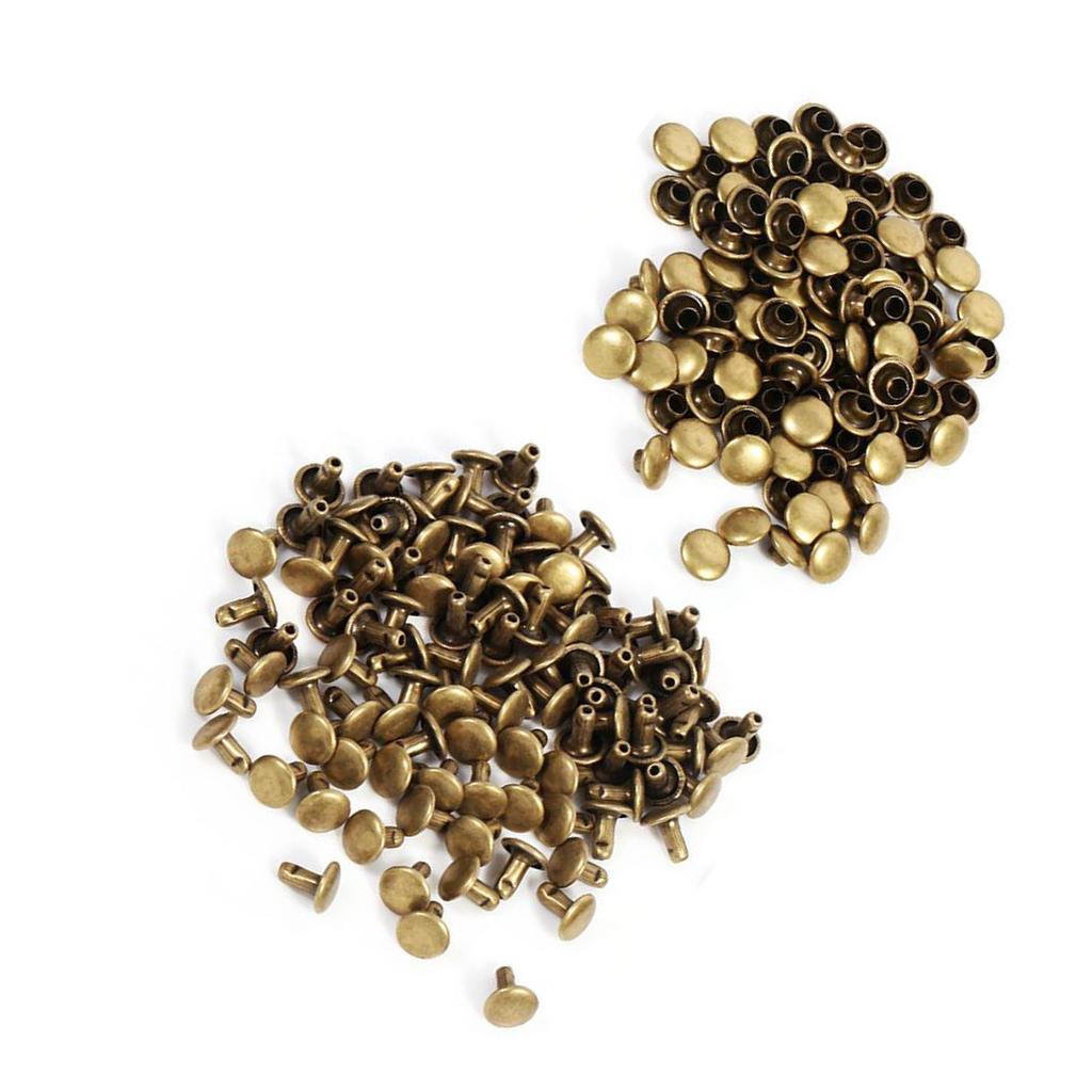 100Sets 8 X 8mm Double Cap Rivet Metal Leather Craft Repairs Studs Spike Decoration (Bronze)