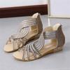 Sandals Women Women'S Ladies Fashion Vintage Crystal Outdoor Hollow Out Zip Up Sandals Shoes Womens Sandals Pu
