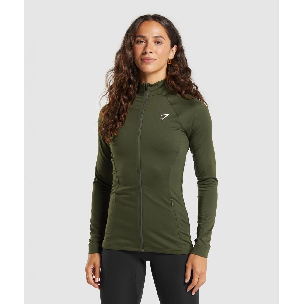 

Тренировочная куртка GYMSHARK на молнии зимняя оливковая B2A4B ECBB XXS