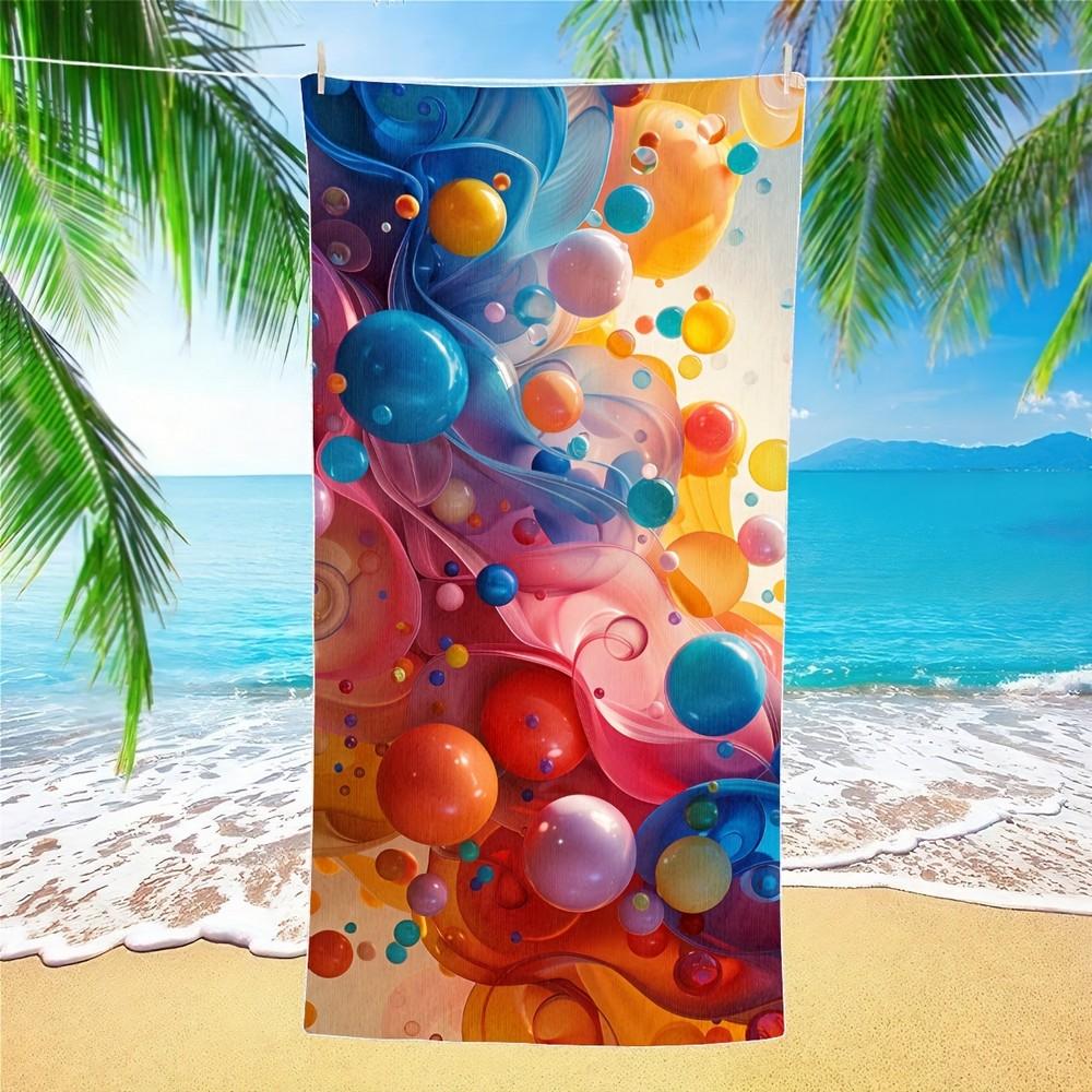 

Vibrant Bubbles Swirl Beach Towel Patterned Sunscreen And Windproof Suitable For Swimming Pool Camping Travel Blanket W30*H60(CM)