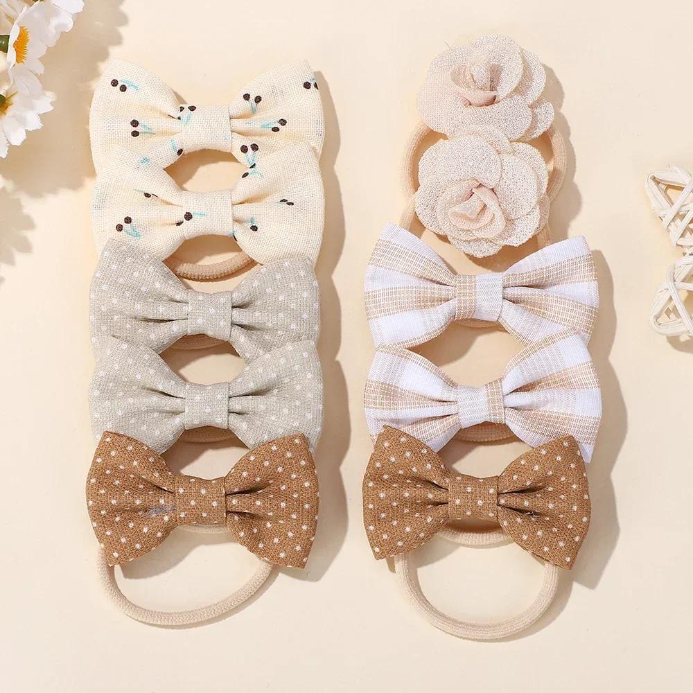10Pcs/Set Cartoon Bow Flower Hairbands for Children Girls Sweet HairTies Fashion Elastic Rubber Band Hair Rope Hair Accessories