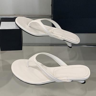 2025 Verano Zapatilla de Mujer Moda Banda Estrecha Damas Diapositivas Casuales Vestido Exterior Tacón Bajo Vacaciones de Playa Chanclas Sandalia