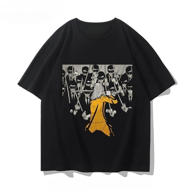 Футболка в стиле Умы Турман из фильма Квентина Тарантино «Убить Билла» Свободный крой Короткий рукав S