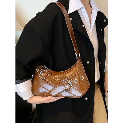 Vintage Gürtel Deco Damen Schultertaschen Punk Motorrad Achseltasche Luxus PU Leder Lady Kleine Handtasche und Geldbörse